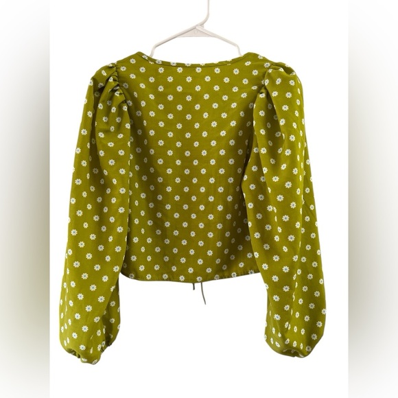 Levi’s green floral long sleeve tie front blouse - Picture 4 of 4